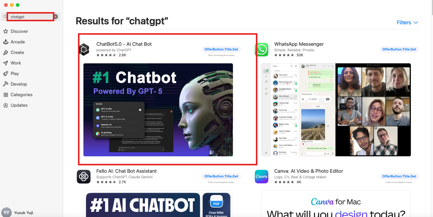 macOS keyword installs
